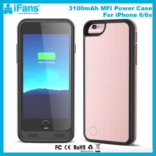 Wholesale 3100mAh External Power Pack Case For iPhone 6S Aluminium MFI Approved